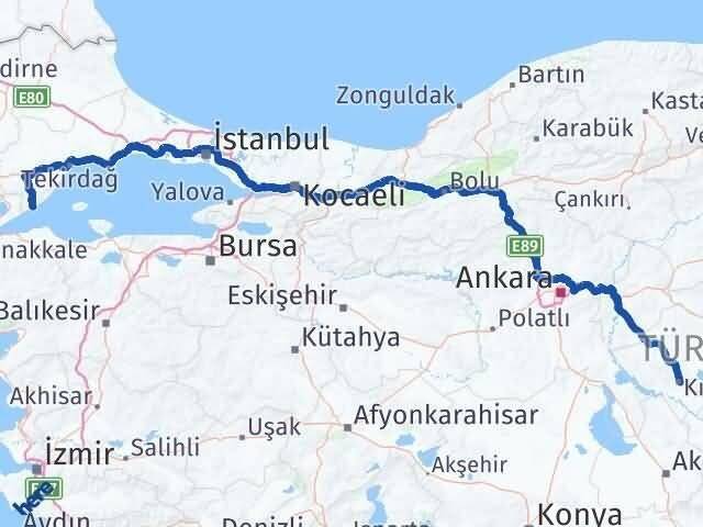 Kırşehir Şarköy Tekirdağ Arası Kaç Km - Yol Haritası
