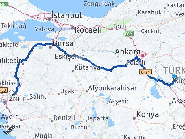 Kırşehir Şehzadeler Manisa Arası Kaç Km - Yol Haritası