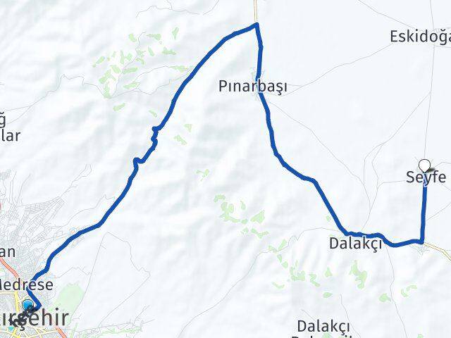 Kırşehir Seyfe Mucur Arası Kaç Km - Yol Haritası