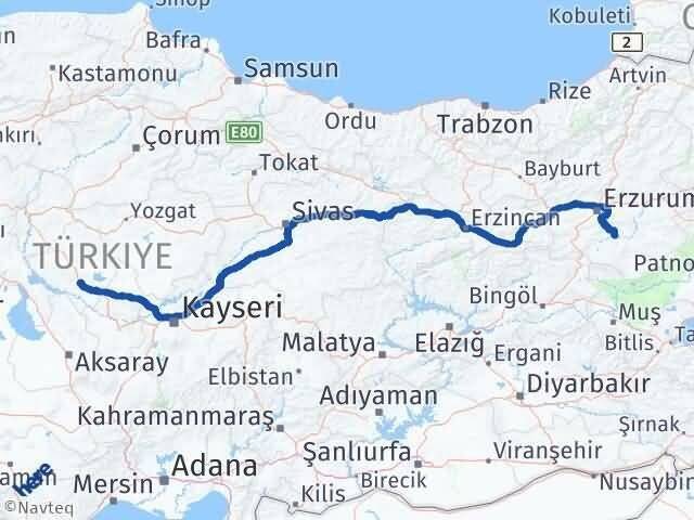 Kırşehir Tekman Erzurum Arası Kaç Km - Yol Haritası