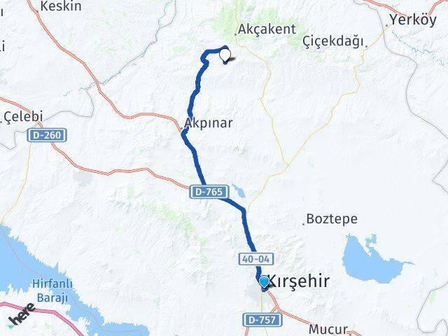 Kırşehir Tepefakılı Akçakent Arası Kaç Km - Yol Haritası