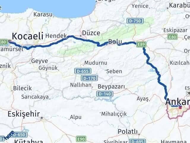 Kocaeli Altındağ Ankara Arası Kaç Km - Yol Haritası