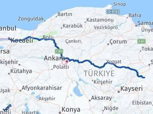 Kocaeli Altınyayla Sivas Arası Kaç Km - Yol Haritası