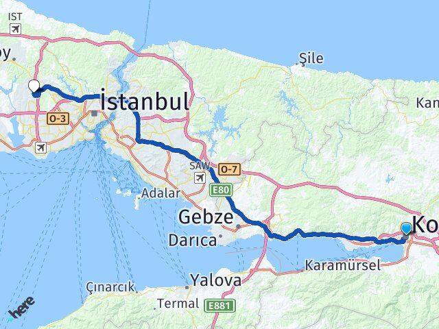 Kocaeli Başakşehir İstanbul Arası Kaç Km - Yol Haritası