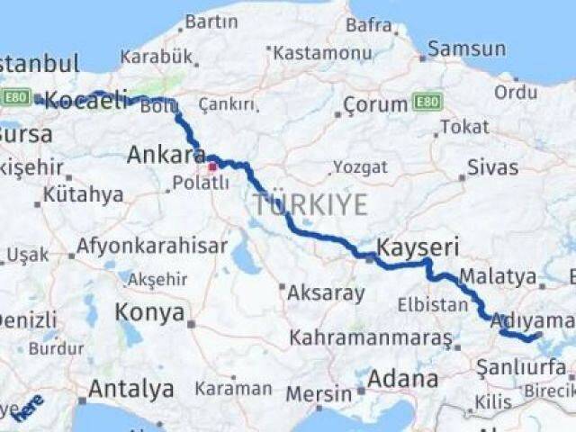 Kocaeli Başiskele Adıyaman Arası Kaç Km - Yol Haritası