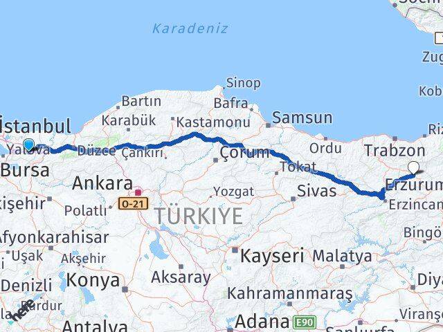 Kocaeli Başiskele Bayburt Arası Kaç Km - Yol Haritası