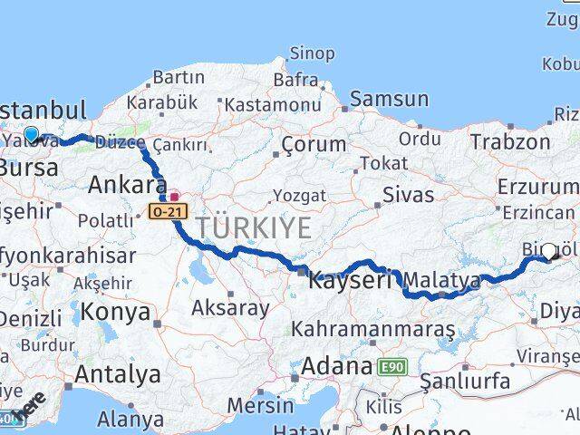 Kocaeli Başiskele Bingöl Arası Kaç Km - Yol Haritası