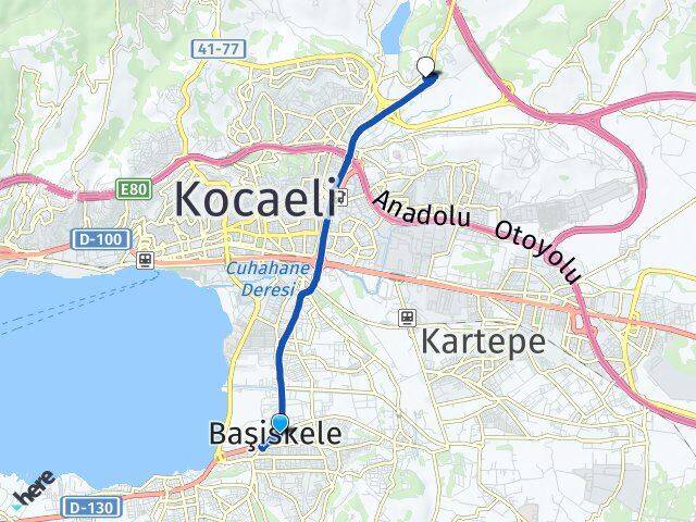 Kocaeli Başiskele Çayırköy İzmit Arası Kaç Km - Yol Haritası
