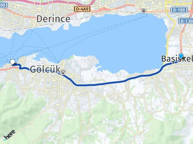 Kocaeli Başiskele Değirmendere Gölcük Arası Kaç Km - Yol Haritası
