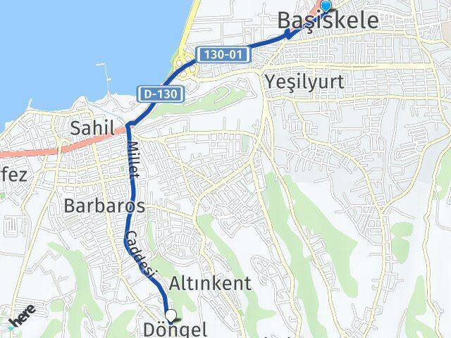 Kocaeli Başiskele Döngel Başiskele Arası Kaç Km - Yol Haritası