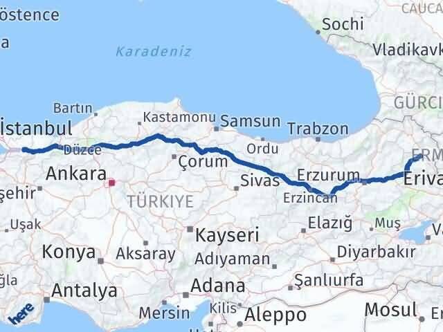 Kocaeli Başiskele Kars Arası Kaç Km - Yol Haritası