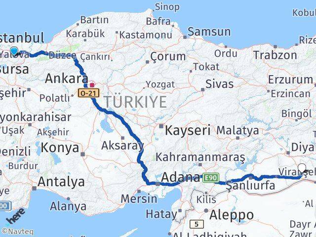 Kocaeli Başiskele Mardin Arası Kaç Km - Yol Haritası