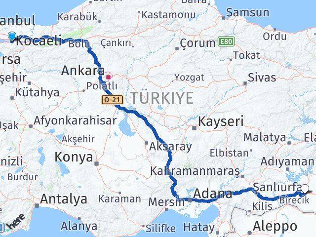 Kocaeli Başiskele Şanlıurfa Arası Kaç Km - Yol Haritası