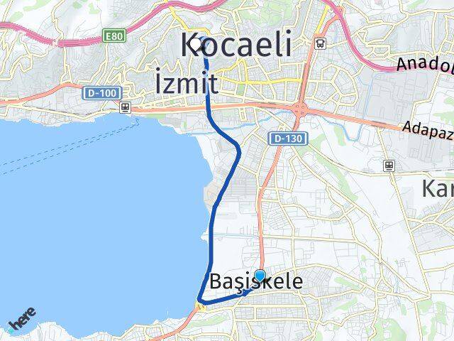 Kocaeli Başiskele Topçular İzmit Arası Kaç Km - Yol Haritası
