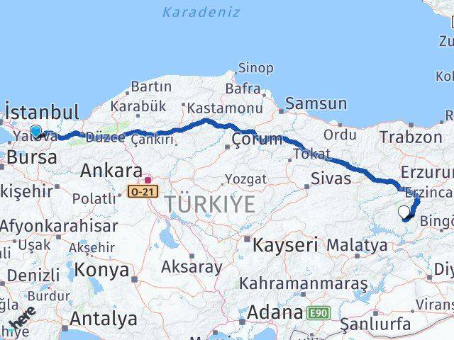 Kocaeli Başiskele Tunceli Arası Kaç Km - Yol Haritası