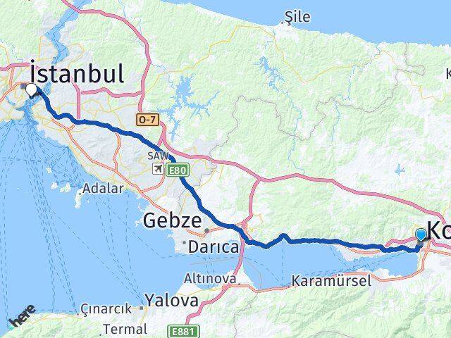 Kocaeli Beşiktaş İstanbul Arası Kaç Km - Yol Haritası