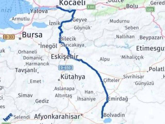Kocaeli Bolvadin Afyonkarahisar Arası Kaç Km - Yol Haritası