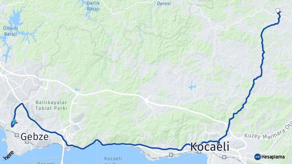 Kocaeli Çayırova Kandıra Arası Kaç Km - Yol Haritası