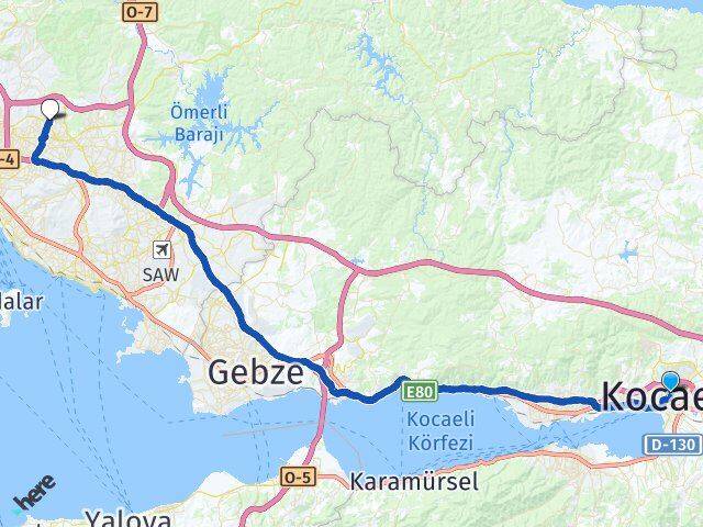 Kocaeli Çekmeköy İstanbul Arası Kaç Km - Yol Haritası