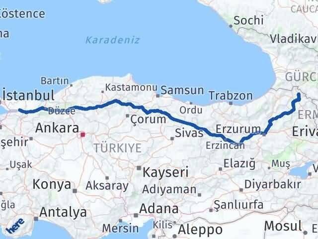 Kocaeli Damal Ardahan Arası Kaç Km - Yol Haritası