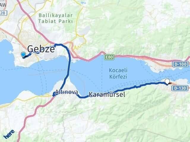 Kocaeli Darıca Donanma Gölcük Arası Kaç Km - Yol Haritası