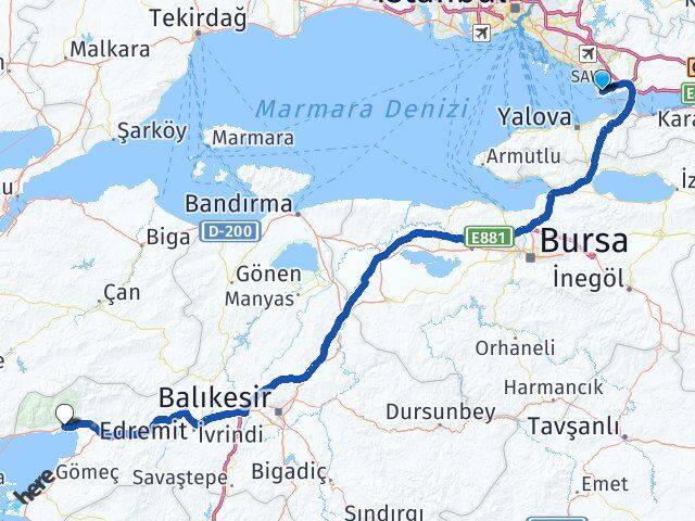 Kocaeli Darıca Güre Edremit Balıkesir Arası Kaç Km - Yol Haritası