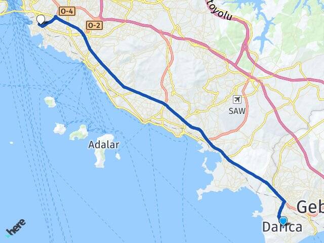 Kocaeli Darıca Söğütlüçeşme Kadıköy İstanbul Arası Kaç Km - Yol Haritası