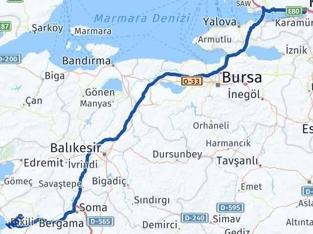 Kocaeli Dikili İzmir Arası Kaç Km - Yol Haritası