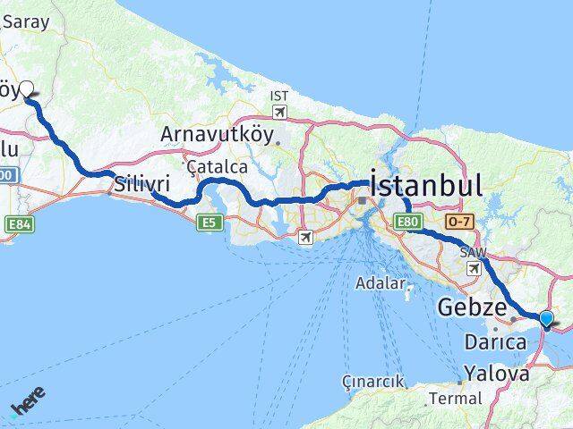 Kocaeli Dilovası Diliskelesi Çerkezköy Tekirdağ Arası Kaç Km - Yol Haritası