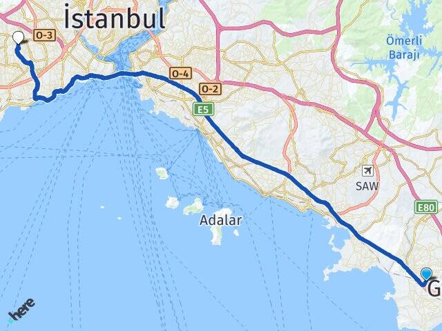 Kocaeli Gebze Beylikbağı Bağcılar İstanbul Arası Kaç Km - Yol Haritası