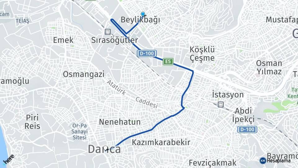 Kocaeli Gebze Beylikbağı Darıca Arası Kaç Km - Yol Haritası