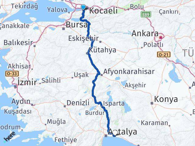 Kocaeli Gölcük Belek Serik Antalya Arası Kaç Km - Yol Haritası