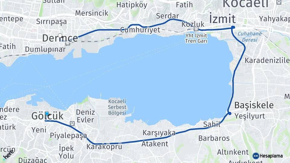 Kocaeli Gölcük Derince Arası Kaç Km - Yol Haritası