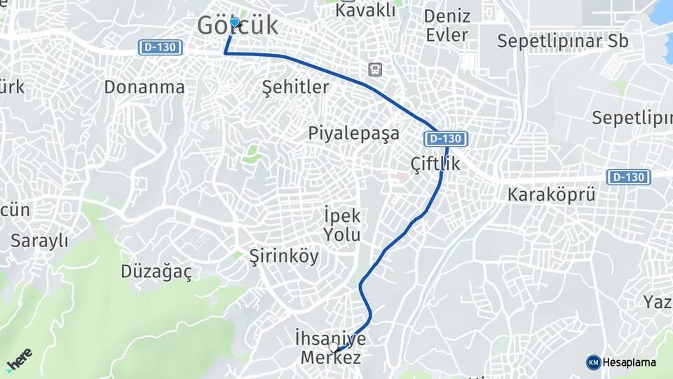 Kocaeli Gölcük İhsaniye Gölcük Arası Kaç Km - Yol Haritası