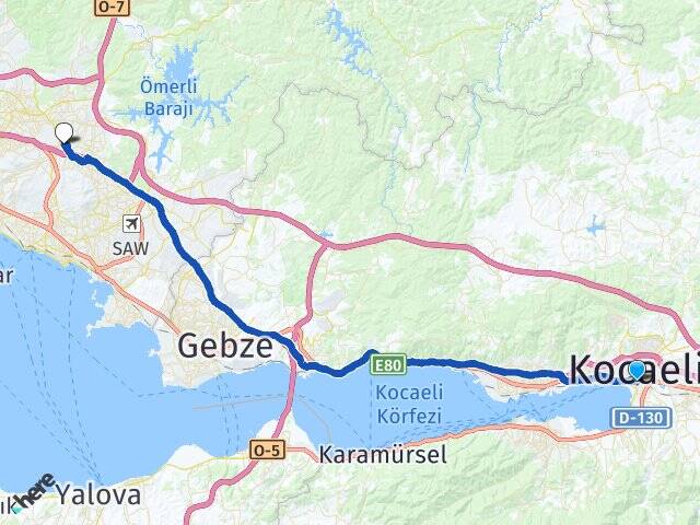 Kocaeli İzmit Körfez Sancaktepe İstanbul Arası Kaç Km - Yol Haritası