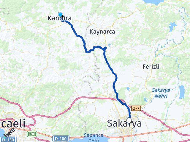 Kocaeli Kandıra Adapazarı Sakarya Arası Kaç Km - Yol Haritası