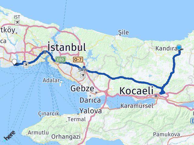 Kocaeli Kandıra Avcılar İstanbul Arası Kaç Km - Yol Haritası