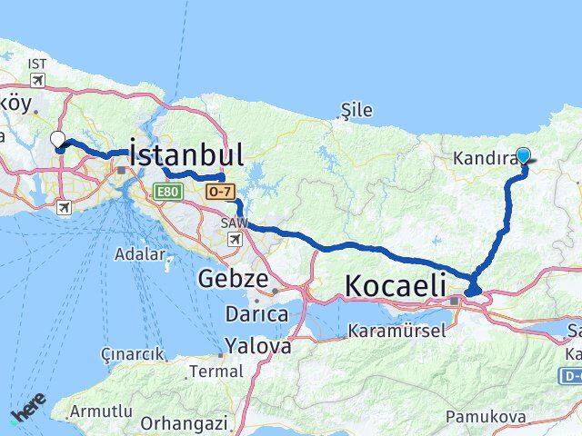 Kocaeli Kandıra Başakşehir İstanbul Arası Kaç Km - Yol Haritası