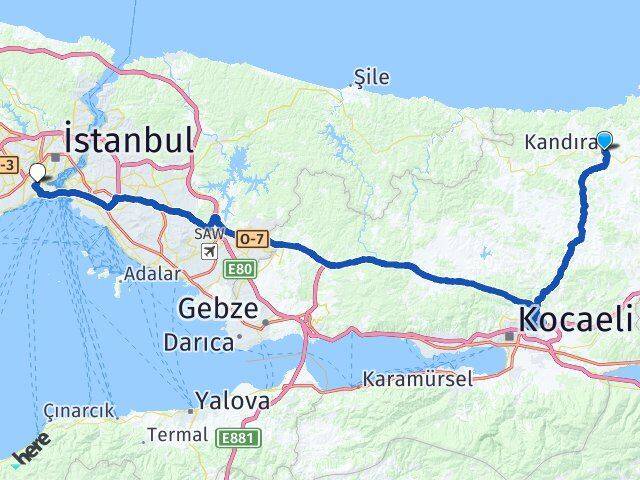 Kocaeli Kandıra Fatih İstanbul Arası Kaç Km - Yol Haritası