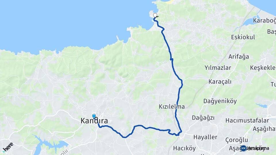 Kocaeli Kandıra Kefken Kandıra Arası Kaç Km - Yol Haritası