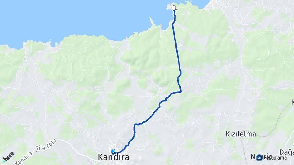 Kocaeli Kandıra Kerpe Kandıra Arası Kaç Km - Yol Haritası