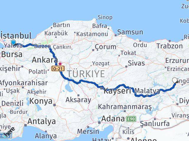 Kocaeli Karakoçan Elazığ Arası Kaç Km - Yol Haritası