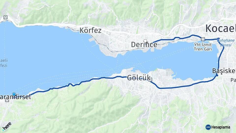 Kocaeli Karamürsel Derince Arası Kaç Km - Yol Haritası