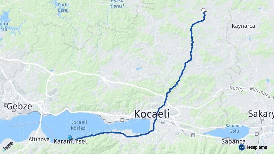 Kocaeli Karamürsel Kandıra Arası Kaç Km - Yol Haritası
