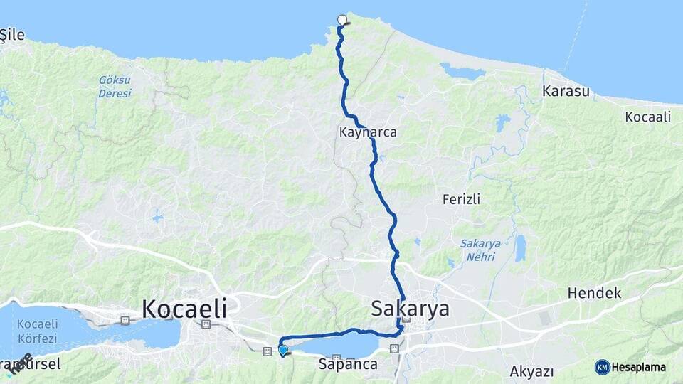 Kocaeli Kartepe Maşukiye Cebeci Kandıra Arası Kaç Km - Yol Haritası