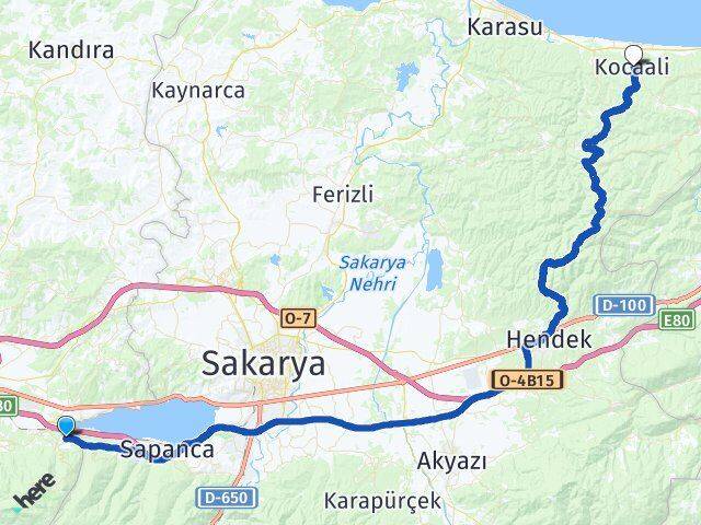 Kocaeli Kartepe Maşukiye Kocaali Sakarya Arası Kaç Km - Yol Haritası