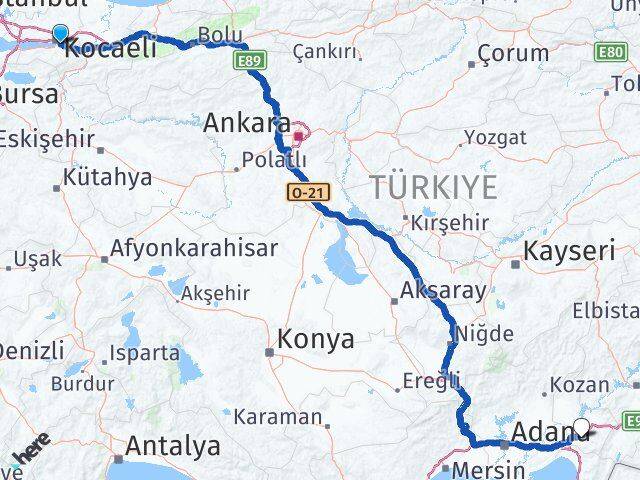 Kocaeli Kartepe Osmaniye Arası Kaç Km - Yol Haritası