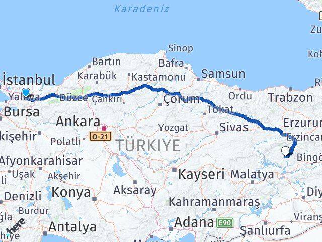 Kocaeli Kartepe Tunceli Arası Kaç Km - Yol Haritası