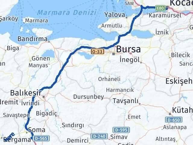 Kocaeli Kırkağaç Manisa Arası Kaç Km - Yol Haritası