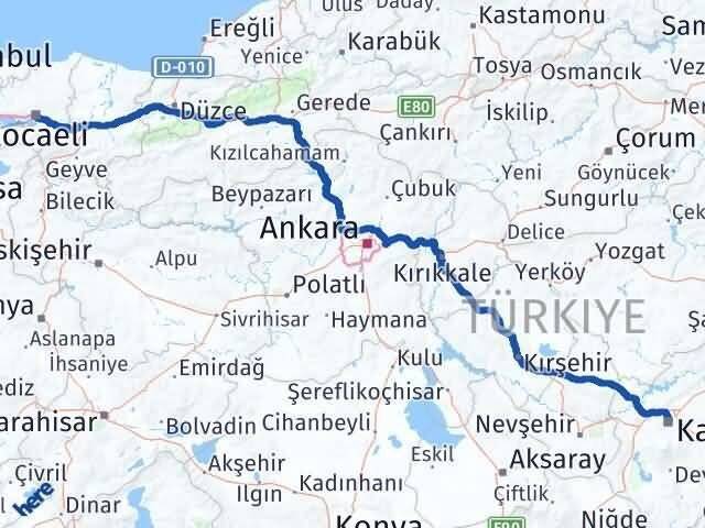 Kocaeli Kocasinan Kayseri Arası Kaç Km - Yol Haritası